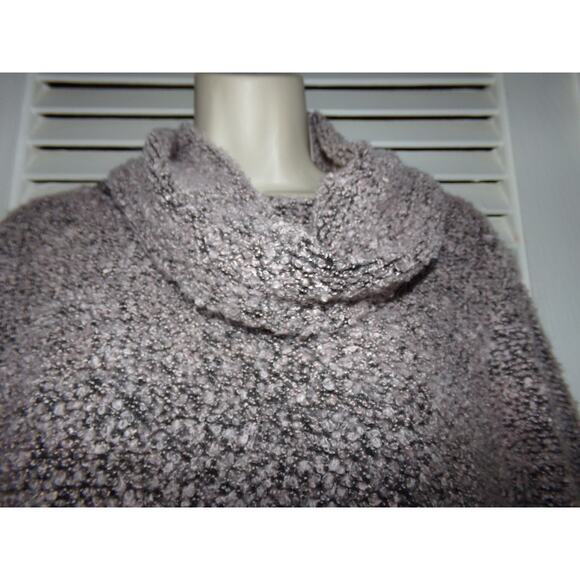 Vtg SJS boucle knit assyemtric hem 3/4 sleeve cowl neck sweater L wool blend - Picture 2 of 6